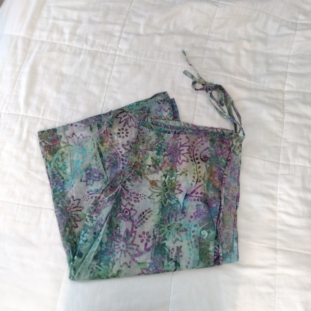 Floral Batik Dye Wrap Pants